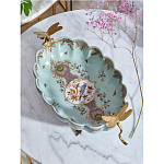 Чаша из голубого фарфора на бронзовых ножках с рисунком цветов и фигурками стрекоз Blue Garden варинант исполнения - 4 | Loft Concept в Москве