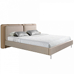 Кровать двуспальная серая с изголовьем из экокожи и ткани Modern Look варинант исполнения - 1 | Loft Concept в Москве