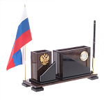 Настольный письменный набор с часами из природного камня обсидиана For the Deputy варинант исполнения - 2 | Loft Concept в Москве