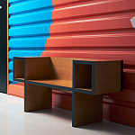 Дизайнерская скамейка Poltronova Canton  Beech and Black Bench варинант исполнения - 6 | Loft Concept в Москве