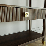 Стеллаж Elsa Dreams Walnut со стеклянными полками и ящиком варинант исполнения - 5 | Loft Concept в Москве