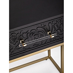 Приставной столик с резным узором на выдвижном ящике Black Table Carved Pattern варинант исполнения - 2 | Loft Concept в Москве