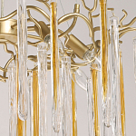 Люстра подвесная золотого цвета с разветвленными ветвями и прозрачными стеклянными подвесками Droplet Chandelier варинант исполнения - 4 | Loft Concept в Москве