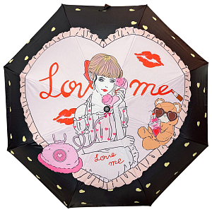 Зонт раскладной CHANEL дизайн 018 Черный и розовый цвет
