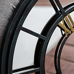 Зеркало настенное в чёрной металлической раме в виде часов Mirror Tower Clock варинант исполнения - 2 | Loft Concept в Москве