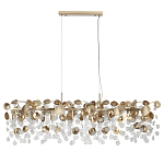 Люстра линейная с подвесками в форме монеток и золотистыми круглыми элементами из металла в виде лепестков FAIRYTREE Light варинант исполнения - 2 | Loft Concept в Москве