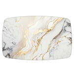 Обеденный стол с прямоугольной столешницей из стекла на черных металлических ножках White Marble варинант исполнения - 2 | Loft Concept в Москве