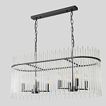 Люстра подвесная овальная со стеклянными прозрачными трубками и металлическим каркасом черного цвета Nembus варинант исполнения - 2 | Loft Concept в Москве