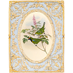 Декоративный постер с изображением птиц в раме с рельефным растительным узором Blooming Birds Poster варинант исполнения - 6 | Loft Concept в Москве