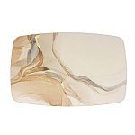 Обеденный стол с прямоугольной бежевой столешницей из стекла на 4-х деревянных ножках Beige Marble варинант исполнения - 2 | Loft Concept в Москве