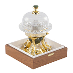 Икорница с декором "Три рыбки" с гравировкой и натуральным камнем Нефрит Decorative Cavair Dishes варинант исполнения - 2 | Loft Concept в Москве