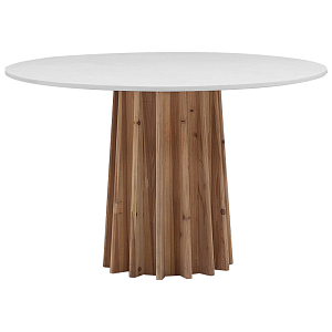 Обеденный круглый стол Seamus White Concrete Wood Dining Table