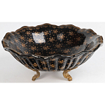 Блюдо черного цвета из фрафора на бронзовых ножках Eden Garden porcelain and bronze варинант исполнения - 1 | Loft Concept в Москве