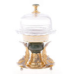 Икорница с декором "Три рыбки" с гравировкой и натуральным камнем Нефрит Decorative Cavair Dishes варинант исполнения - 7 | Loft Concept в Москве