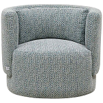 Дизайнерское мягкое кресло с круглой мягкой спинкой в голубой пестрой обивке Roux Round Armchair варинант исполнения - 3 | Loft Concept в Москве