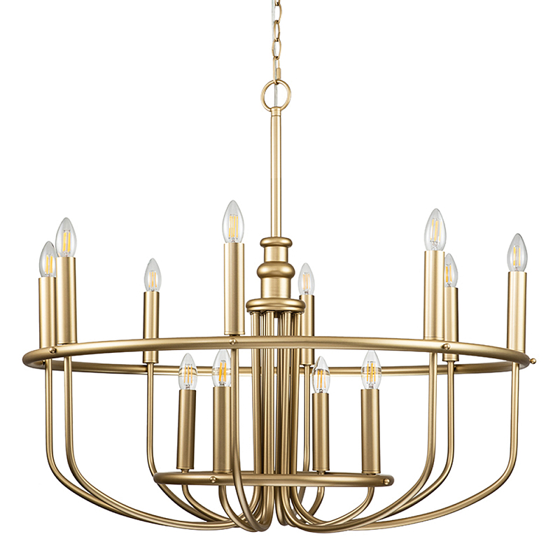  Люстра круглая двухъярусная цвета латунь с 12-ю лампами Kichler Латунь в Москве | Loft Concept 