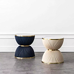 Дизайнерский журнальный стол фактурный с круглой белой столешницей Luler варинант исполнения - 2 | Loft Concept в Москве