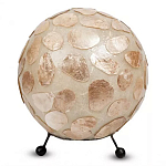 Настольная лампа из перламутра на металлическом каркасе Indonesian Circle варинант исполнения - 2 | Loft Concept в Москве