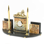 Настольный письменный набор из камня офиокальцит и бронзы с декором в виде льва Successful Leader варинант исполнения - 2 | Loft Concept в Москве