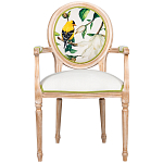 Стул с подлокотниками золотистый из бука с изображением птиц и цветов Blooming Birds 2 варинант исполнения - 1 | Loft Concept в Москве