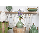 Кувшин зеленого цвета из фарфора с бронзовой крышкой и изогнутой ручкой Eden Garden porcelain and bronze варинант исполнения - 4 | Loft Concept в Москве