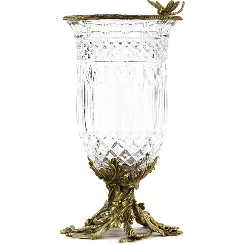  Transparent Vase with Bronze Dragonfly on Edge  (Transparent)    | Loft Concept 