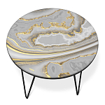 Стол журнальный c круглой столешницей из стекла серого цвета Gray and Gold Marble варинант исполнения - 2 | Loft Concept в Москве