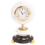 Часы настольные бронзовые из натуральных камней Мрамор и Змеевик Stone Clock варинант исполнения - 1 | Loft Concept в Москве