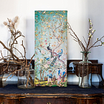 Постер на холсте в стиле шинуазри с изображением сада Chinoiserie Imperial Garden Peacocks on a Tree варинант исполнения - 3 | Loft Concept в Москве