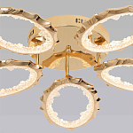 Потолочная люстра с 5-ю светодиодными лампами с золотистым каркасом Ring of Fire варинант исполнения - 2 | Loft Concept в Москве