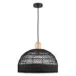 Подвесной светильник с округлым абажуром из черного ротанга Wicker Furniture варинант исполнения - 2 | Loft Concept в Москве