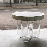 Дизайнерский журнальный стол на 3-х овальных прозрачных ножках Tukutic варинант исполнения - 2 | Loft Concept в Москве