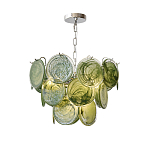 Люстра из зеленых стеклянных дисков с перламутровым эффектом Green Glowing Glaze варинант исполнения - 7 | Loft Concept в Москве