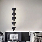 Подвесной светильник светодиодный в виде ряда черных металлических конусов  Herringbone варинант исполнения - 5 | Loft Concept в Москве