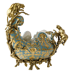 Чаша голубого цвета с оранментом и и бронзовыми фигурами леопардов Eden Garden варинант исполнения - 2 | Loft Concept в Москве