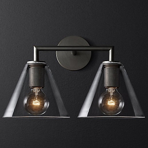 Бра RH Utilitaire Funnel Shade Double Sconce Black