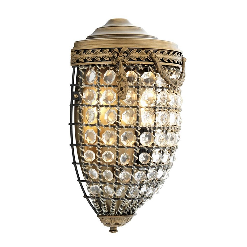 Бра Eichholtz Wall Lamp Emperor Brass Латунь Античная полированная Прозрачный (Transparent) в Москве | Loft Concept 