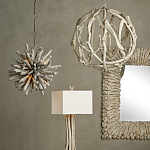 Настольная лампа с каркасом в виде веток деревьев с абажуром из ткани Natural Driftwood варинант исполнения - 4 | Loft Concept в Москве