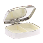 Таблетница карманная прямоугольная на 2 отделения с зеркалом и накладкой из натурального камня Лазурит Silver Stone Pillboxes варинант исполнения - 3 | Loft Concept в Москве