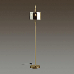 Торшер с круглым плафоном на высокой бронзовой ножке с вертикальным декором из металлических трубок Sohne варинант исполнения - 2 | Loft Concept в Москве