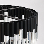 Люстра круглая из матового черного металла с подвесками из прозрачных стеклянных трубок Noir Tubes варинант исполнения - 9 | Loft Concept в Москве