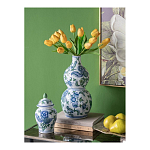 Ваза фигурная с сине-зелеными узорами распустившихся цветов Blossoming Spring варинант исполнения - 4 | Loft Concept в Москве