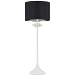 Настольная лампа с декором в виде белого цветка магнолии на каркасе и черным абажуром White Magnolia варинант исполнения - 3 | Loft Concept в Москве