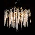Люстра золотого цвета с декоративными ветками и длинными прозрачными стеклянными подвесами в форме сосулек Droplet Chandelier варинант исполнения - 3 | Loft Concept в Москве