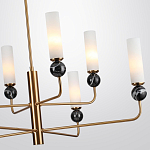 Люстра на штанге с 8-ю цилиндрическими матовыми плафонами и шарами из камня Orb Essence варинант исполнения - 7 | Loft Concept в Москве