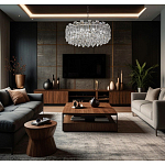 Круглая люстра с хрустальными подвесками на серебряном каркасе Gorgeous Crystal Light варинант исполнения - 12 | Loft Concept в Москве