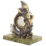 Часы настольные бронзовые в виде русалочки из натурального камня Змеевик Mermaid Stone Clock варинант исполнения - 2 | Loft Concept в Москве