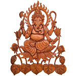 Панно из дерева Ганеша Panel With Animals варинант исполнения - 1 | Loft Concept в Москве