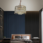 Люстра круглая с хрустальными подвесками на золотистом каркасе Roul Crystal Light варинант исполнения - 13 | Loft Concept в Москве