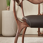 Стул деревянный с мягким сиденьем из коричневой натуральной кожи Moon Walnut Furniture варинант исполнения - 3 | Loft Concept в Москве